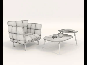modern table and chair set 6 3D Model
