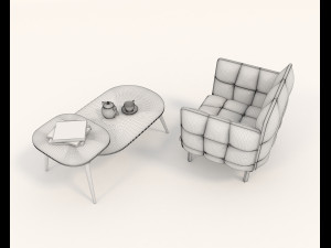 modern table and chair set 6 3D-Modell