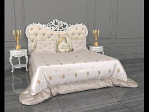 Bett im europäischen Stil 10 3D Modell