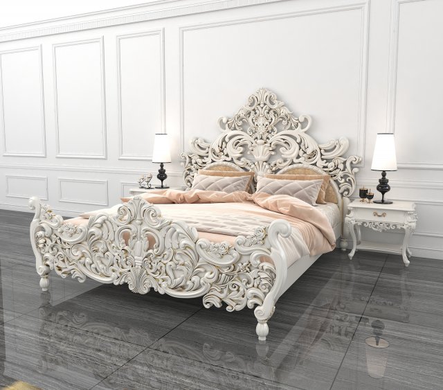 classic carved bed 2 Model 3D .c4d .max .obj .3ds .fbx .stl .blend 