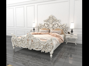 classic carved bed 2 Model 3D