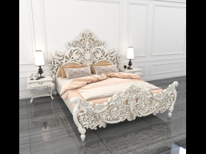 classic carved bed 2 Model 3D