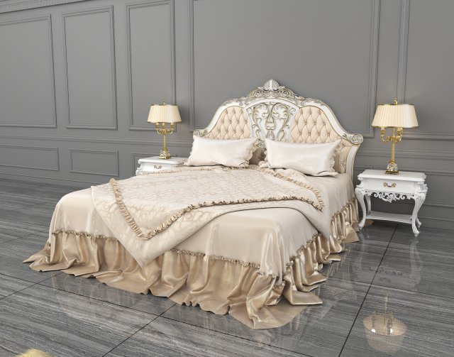 european style bed 11 3D 模型 .c4d .max .obj .3ds .fbx .stl .blend