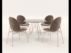 contemporary design table and chair set 6 3D Model