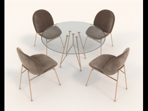 contemporary design table and chair set 6 Modèle 3D