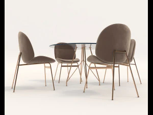 contemporary design table and chair set 6 3D Model