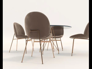 contemporary design table and chair set 6 3D Model