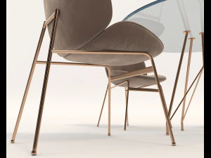 contemporary design table and chair set 6 3D Model