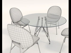 contemporary design table and chair set 6 3D Model