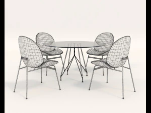contemporary design table and chair set 6 3D Model