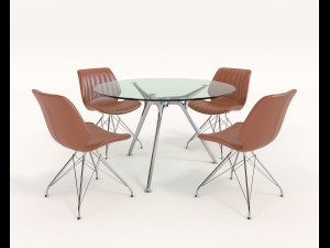 contemporary design table and chair set 7 3D मॉडल