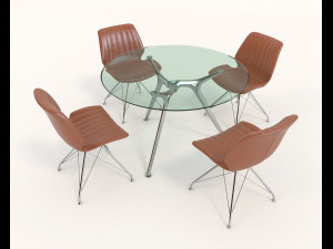 contemporary design table and chair set 7 3D Модель