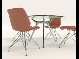 contemporary design table and chair set 7 3D Модель
