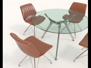contemporary design table and chair set 7 3D Модель