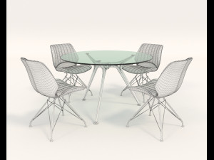contemporary design table and chair set 7 3D Модель