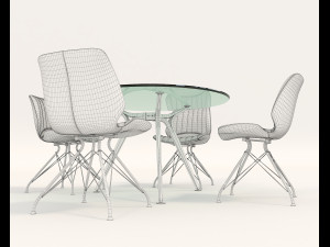 contemporary design table and chair set 7 3D Модель