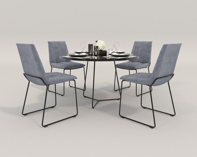 contemporary design dining set 2 3D Model .c4d .max .obj .3ds .fbx .stl .blend 