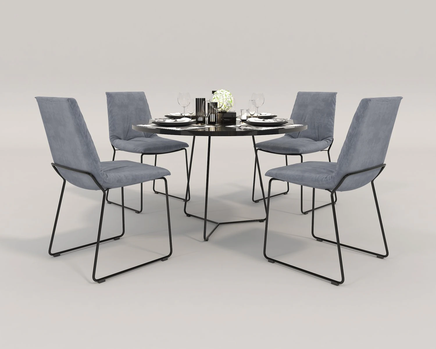 contemporary design dining set 2 3D Model .c4d .max .obj .3ds .fbx .stl .blend