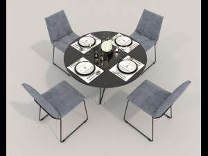 contemporary design dining set 2 3D Model