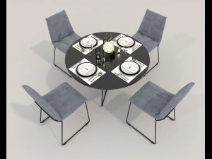 contemporary design dining set 2 3D Model