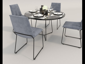 contemporary design dining set 2 3D Model