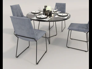 contemporary design dining set 2 3D Model