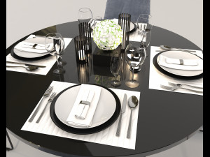 contemporary design dining set 2 3D Model