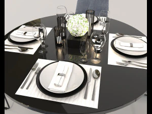 contemporary design dining set 2 3D Model