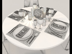 contemporary design dining set 2 3D Model