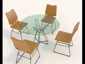 contemporary design table and chair set 8 3D 모델