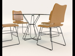 contemporary design table and chair set 8 3D 모델