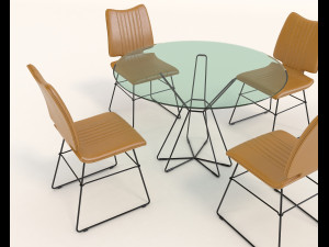 contemporary design table and chair set 8 3D 모델