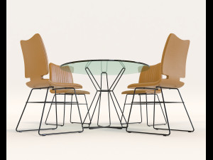 contemporary design table and chair set 8 3D 모델