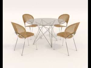 contemporary design table and chair set 9 3D Model