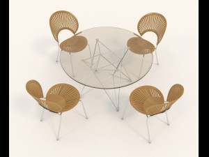 contemporary design table and chair set 9 3D Model