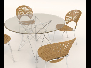 contemporary design table and chair set 9 3D Model