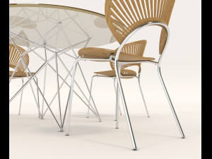 contemporary design table and chair set 9 3D Model