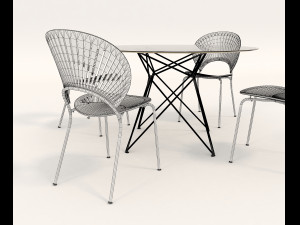 contemporary design table and chair set 9 3D Model