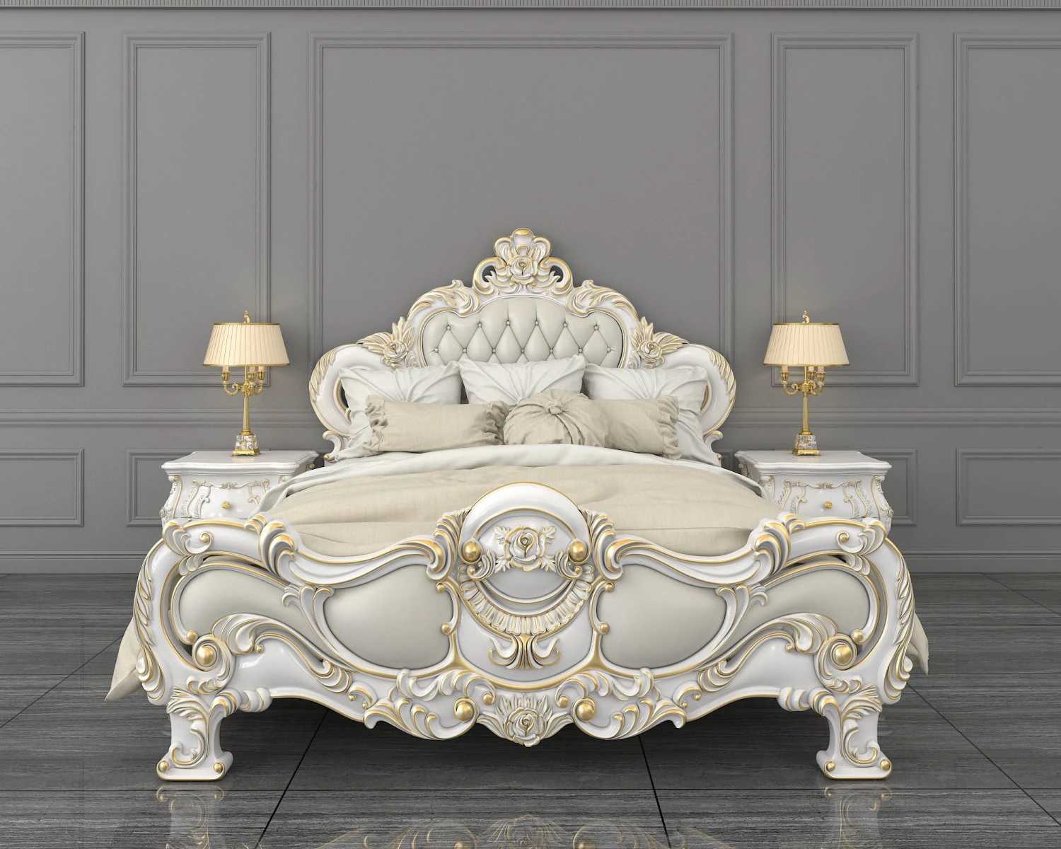 european style bed 12 3D Model .c4d .max .obj .3ds .fbx .stl .blend 