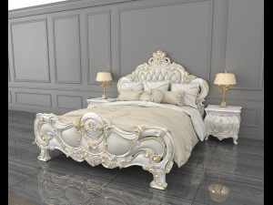 european style bed 12 3Dモデル