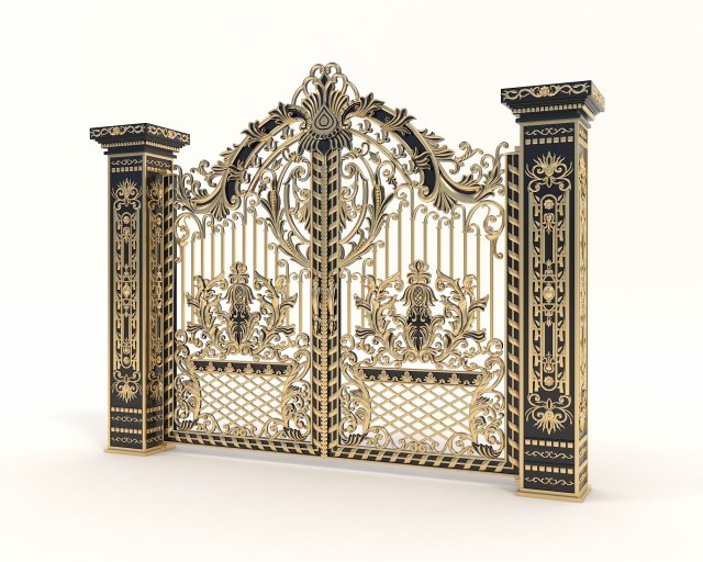 classic mansion gate 2 3D Модель .c4d .max .obj .3ds .fbx .stl .blend 