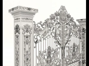 classic mansion gate 2 3D Model