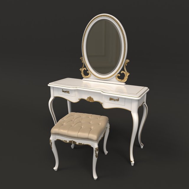 european style dressing table 3 3D Модель .c4d .max .obj .3ds .fbx .stl .blend 