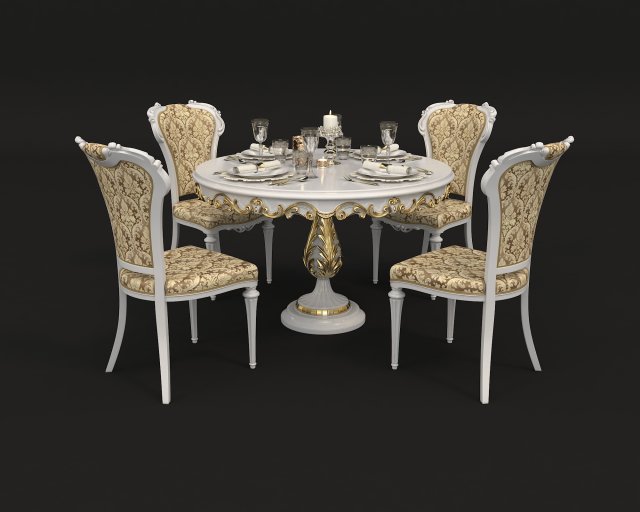 european style dinning table 2 Modello 3D .c4d .max .obj .3ds .fbx .stl .blend 