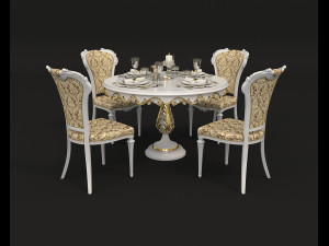 european style dinning table 2 3D Model