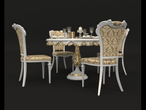 european style dinning table 2 Modello 3D