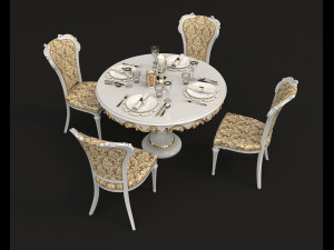 european style dinning table 2 Modello 3D