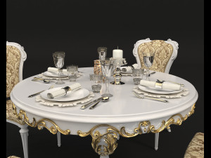 european style dinning table 2 Modello 3D