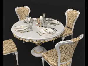 european style dinning table 2 Modello 3D