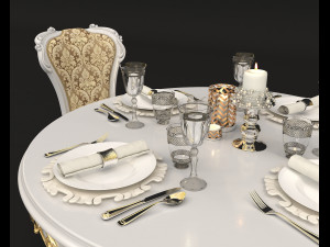 european style dinning table 2 Modello 3D